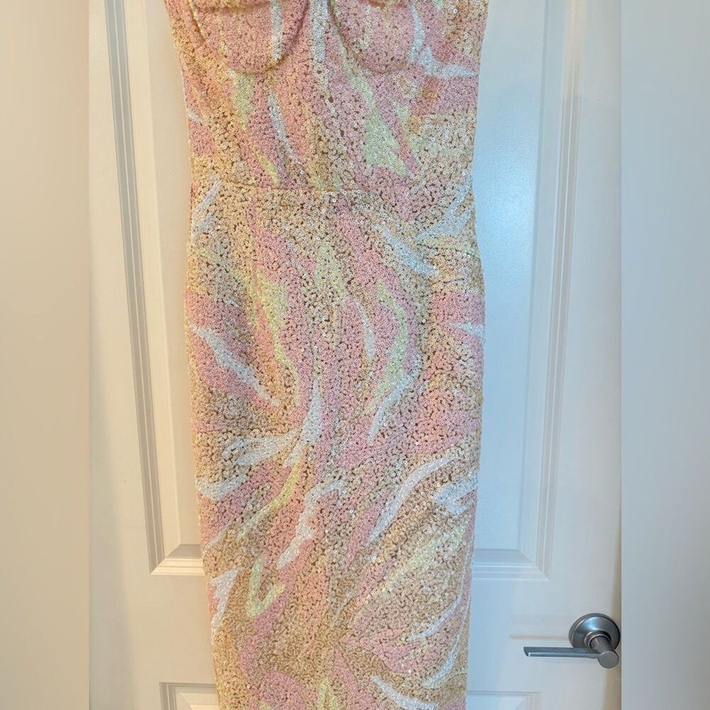 New Bronx and Banco Dahlia Strapless Maxi Dress in Blush Multi Pink - Picture 7 of 15